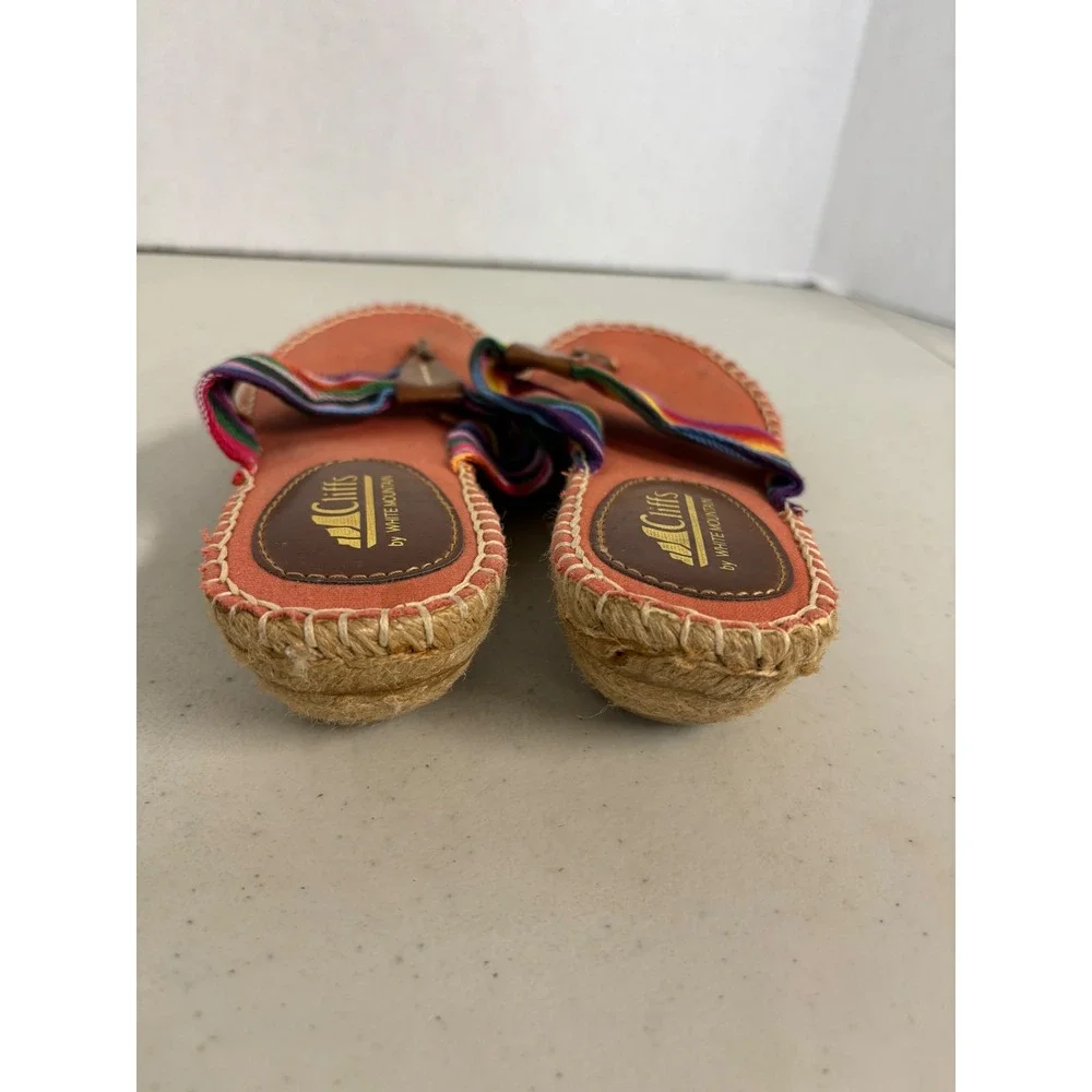 Cliffs by White Mountain Womens 8M Multi Color Striped Espadrille‎ Wedge Sandals